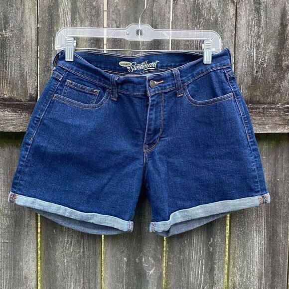 Old Navy Dark Wash Cuffed Denim Jean Shorts l 8 - Picture 1 of 4